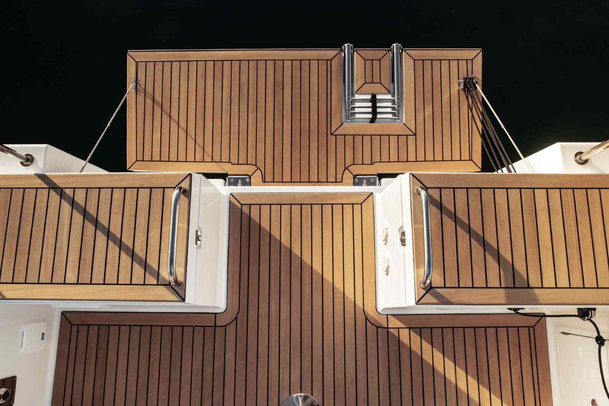Deck of Liana, a Elan Impression 40.1 sailboat at Athens, Greece