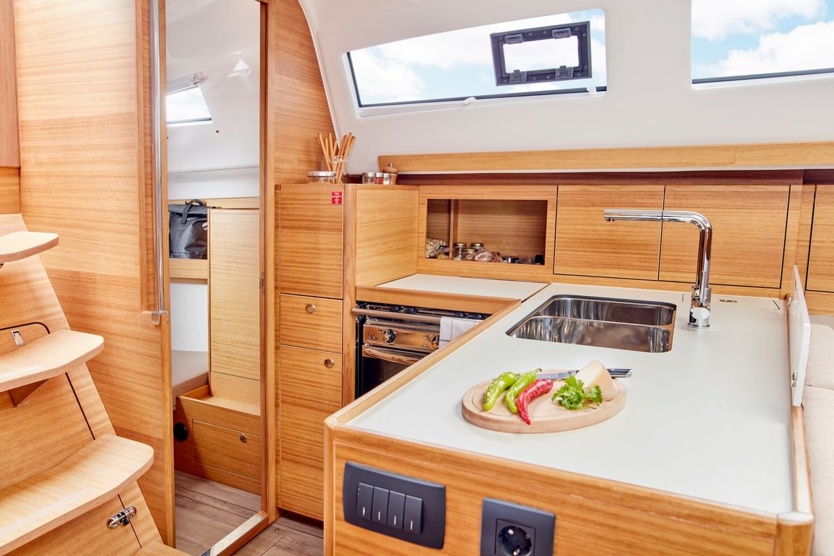 Galley of Liana, a Elan Impression 40.1 sailboat at Athens, Greece