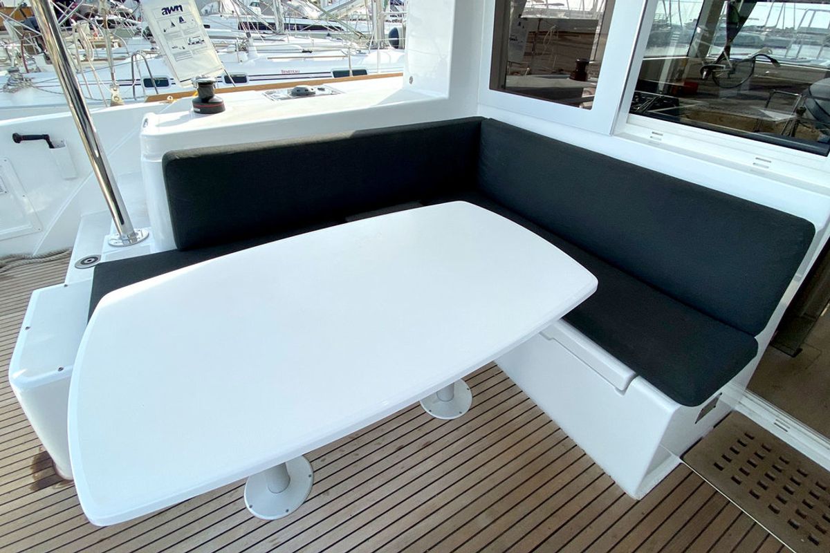 Deck of Sunrise, a Lagoon 40 catamaran at Palma de Mallorca, Spain