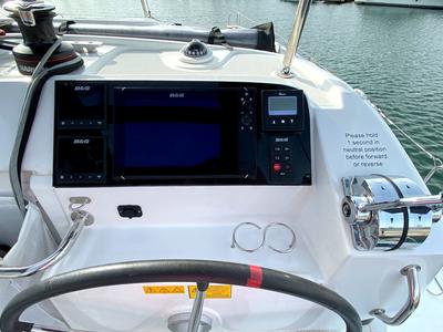 Cockpit of Sunrise, a Lagoon 40 catamaran at Palma de Mallorca, Spain