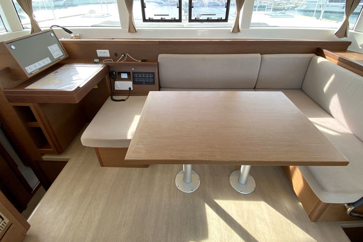 Salon of Sunrise, a Lagoon 40 catamaran at Palma de Mallorca, Spain