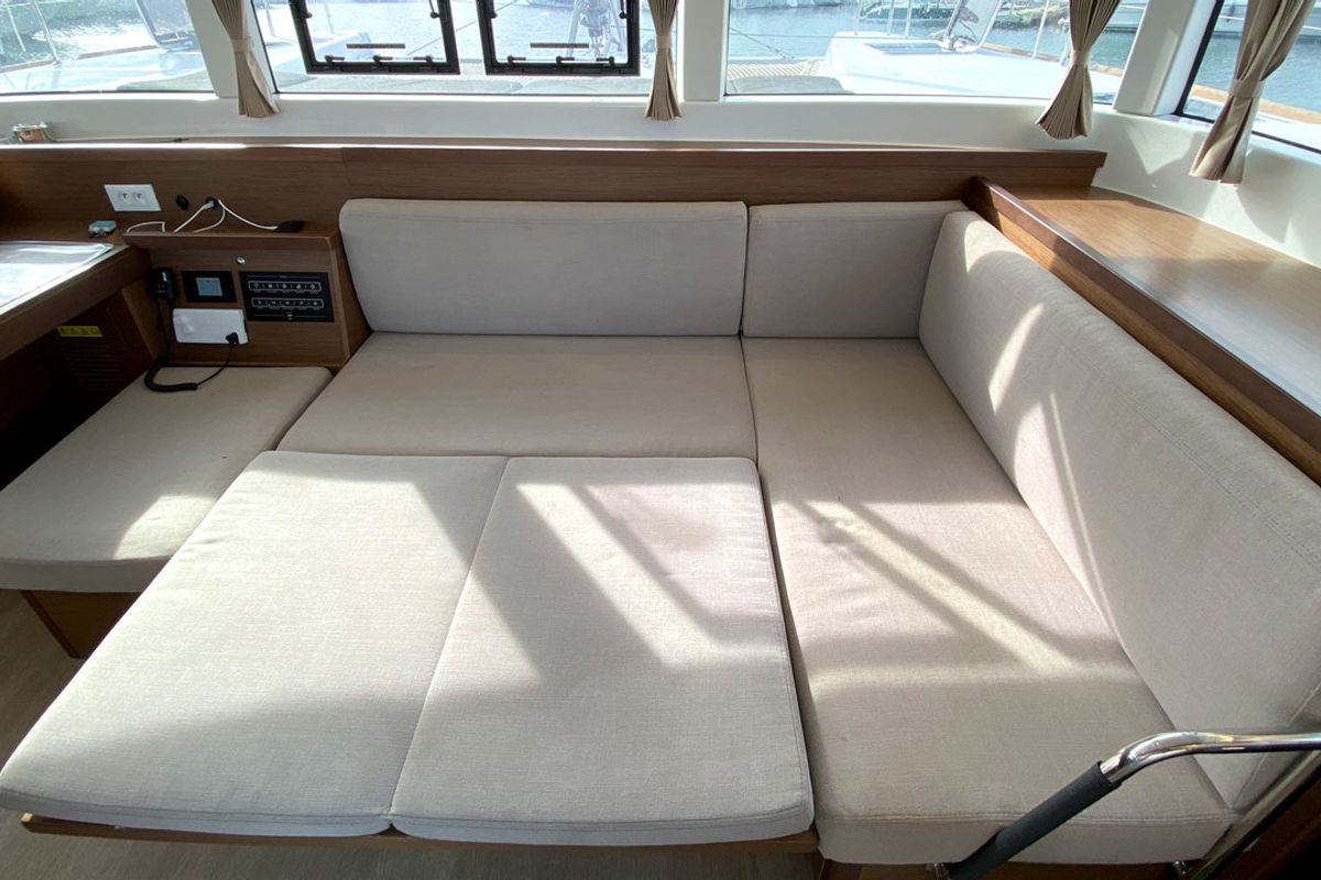 Salon of Sunrise, a Lagoon 40 catamaran at Palma de Mallorca, Spain