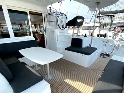 Deck of Sunrise, a Lagoon 40 catamaran at Palma de Mallorca, Spain