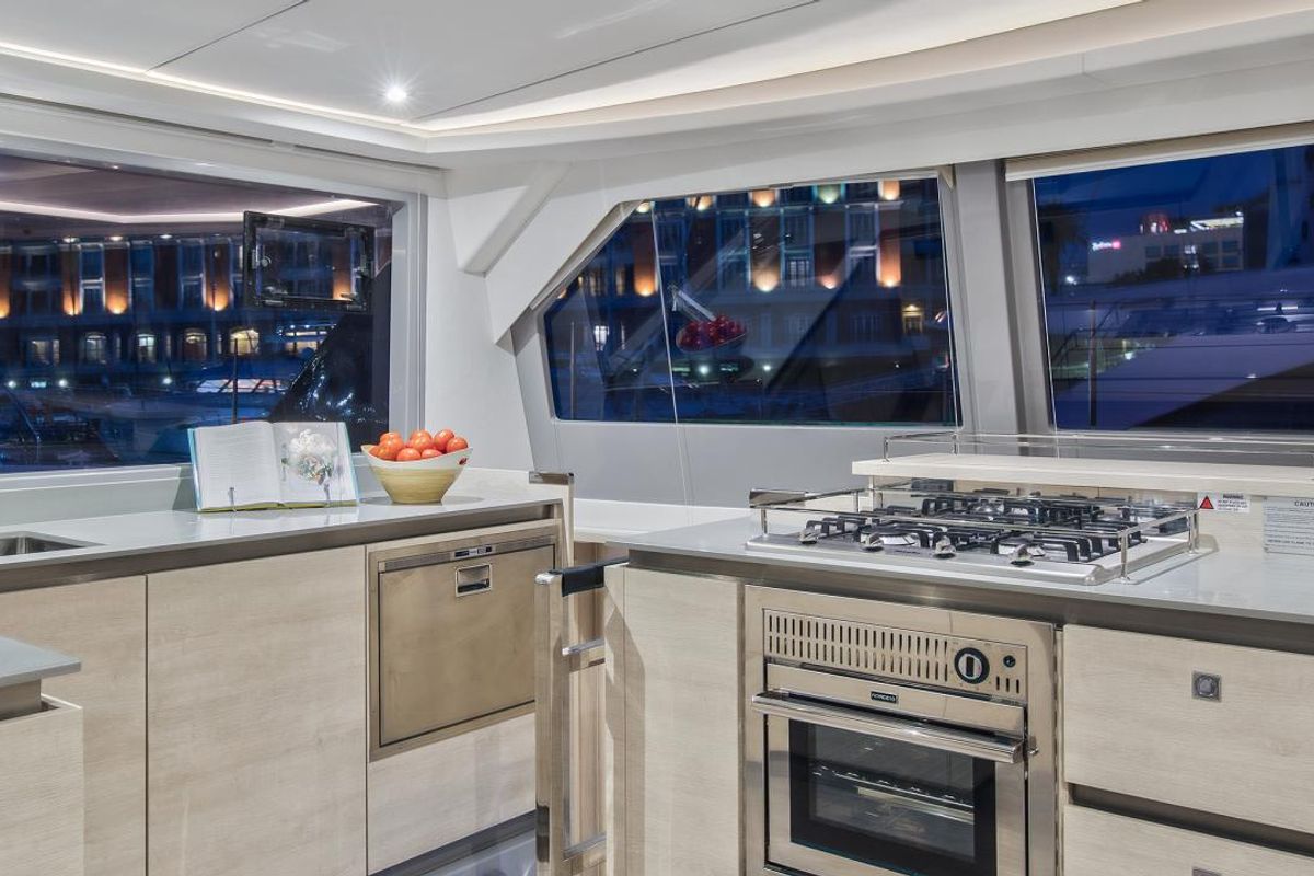 Galley of Moorings 5000-5 Club, a Leopard 50 catamaran at Road Town, British Virgin Islands