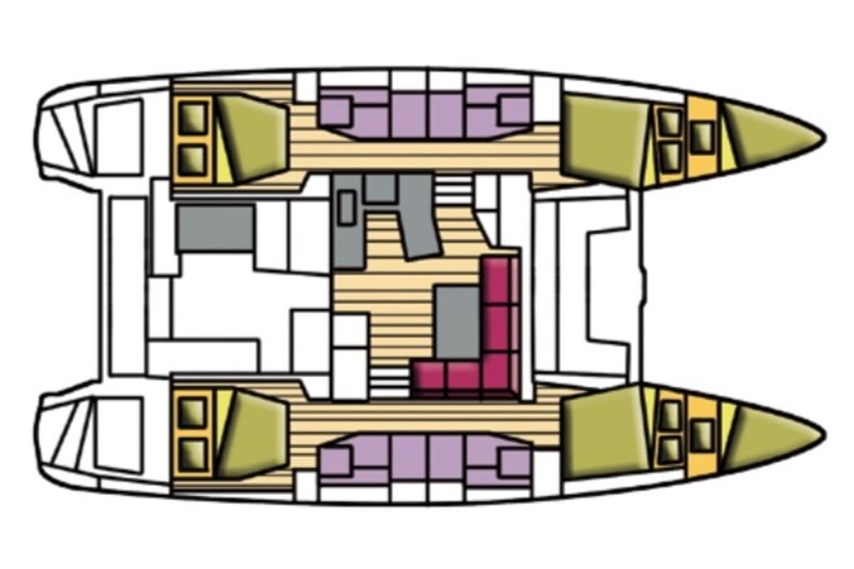 Floor plan of Copernicus, a Lagoon 42 catamaran at Le Gosier, France