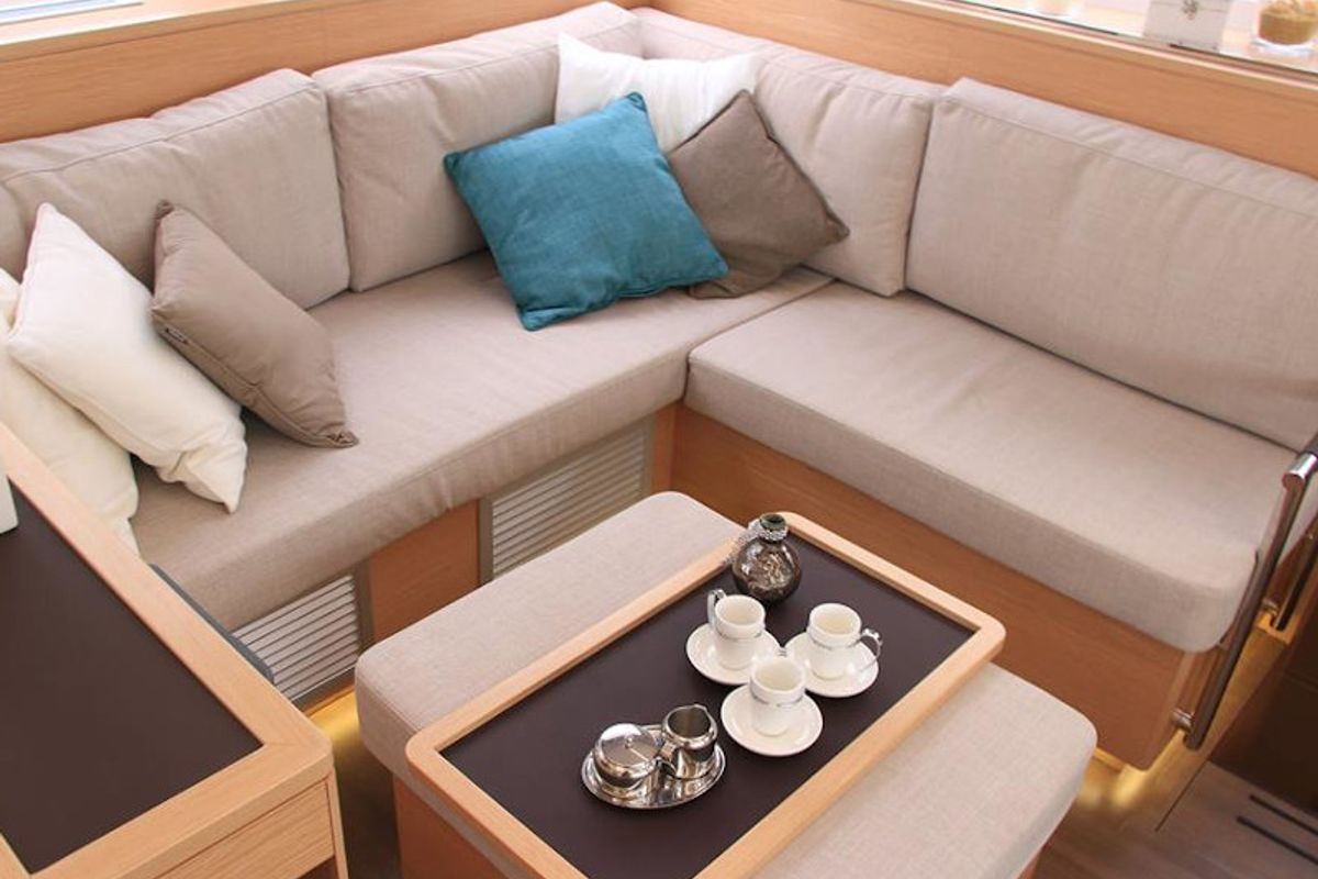 Deck of Calypso, a Nautitech 46 Fly catamaran at Capo d'Orlando, Italy