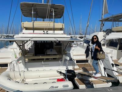 Galley of Calypso, a Nautitech 46 Fly catamaran at Capo d'Orlando, Italy