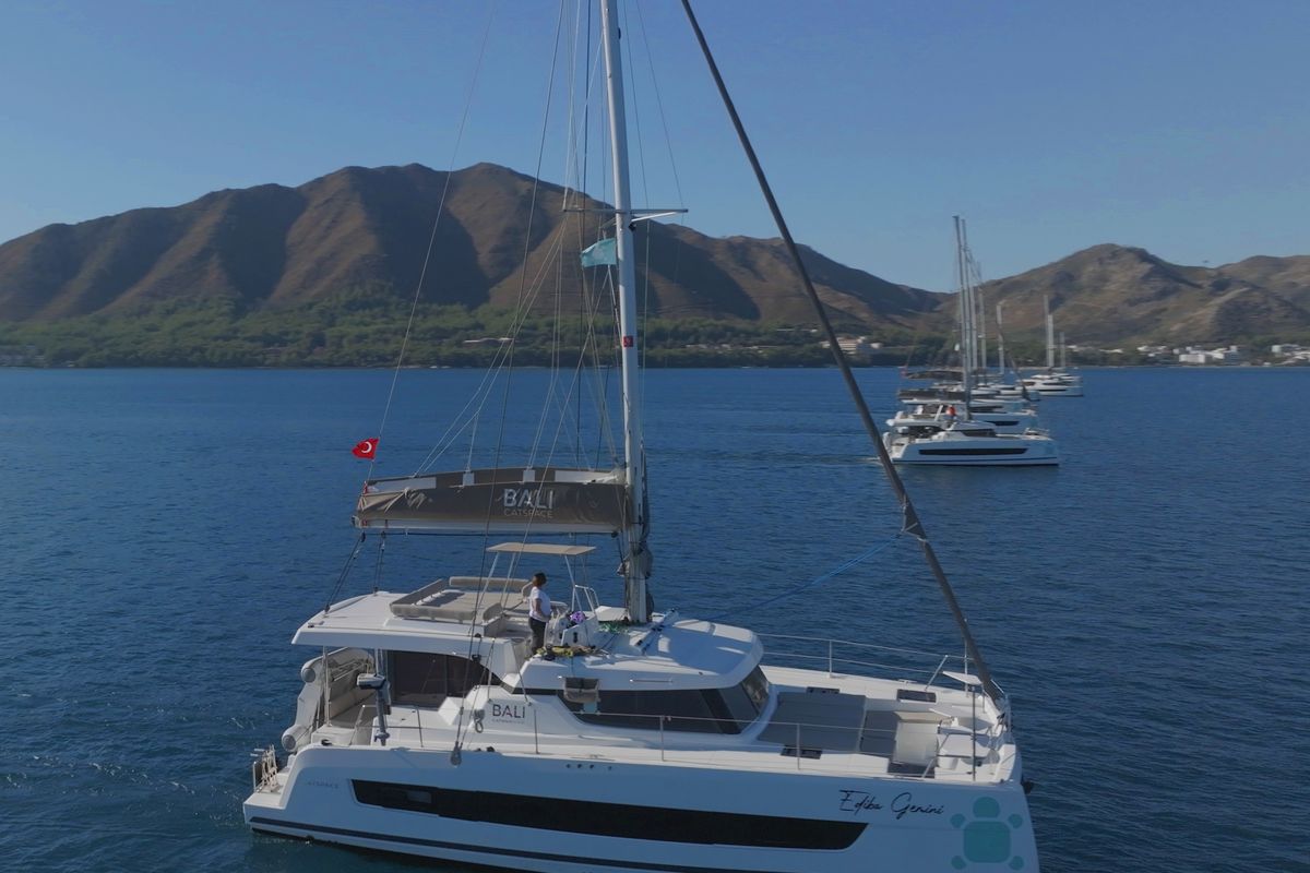 Exterior view of Gemini, a Bali Catspace catamaran at Marmaris, Turkey
