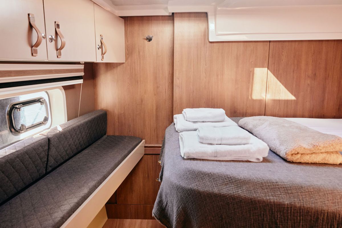 Cabin on Gemini, a Bali Catspace catamaran at Marmaris, Turkey
