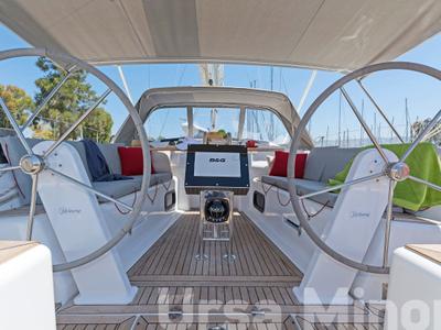 Cockpit of Ursa Minor, a Hanse Yachts Hanse 345 sailboat at Preveza, Greece