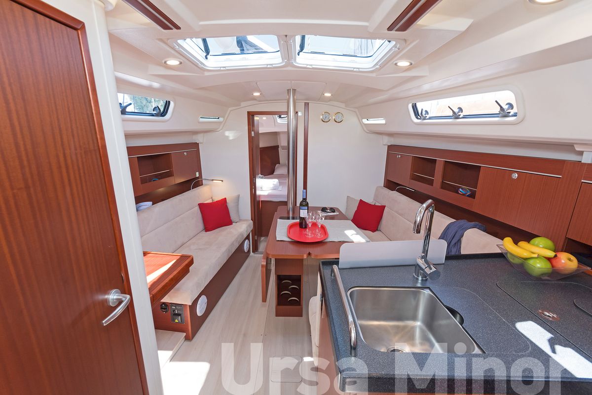 Salon of Ursa Minor, a Hanse Yachts Hanse 345 sailboat at Preveza, Greece