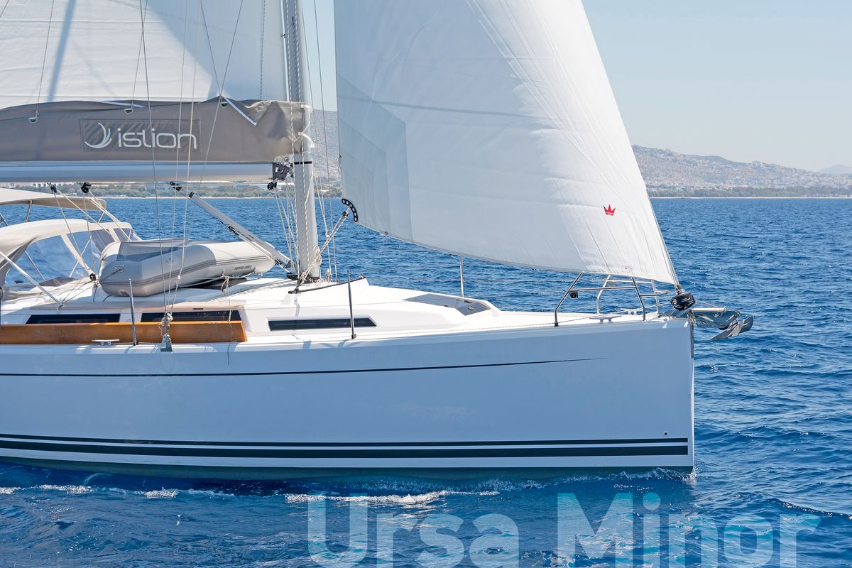 Exterior view of Ursa Minor, a Hanse Yachts Hanse 345 sailboat at Preveza, Greece