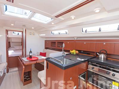 Galley of Ursa Minor, a Hanse Yachts Hanse 345 sailboat at Preveza, Greece
