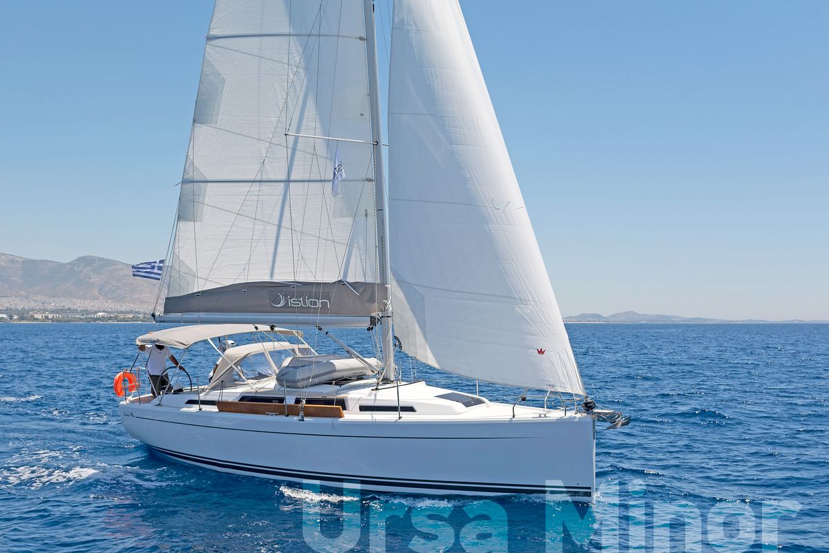Exterior view of Ursa Minor, a Hanse Yachts Hanse 345 sailboat at Preveza, Greece