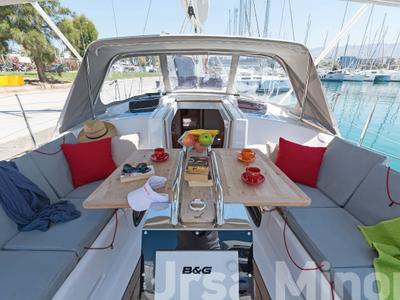 Deck of Ursa Minor, a Hanse Yachts Hanse 345 sailboat at Preveza, Greece