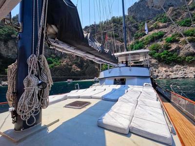 Deck of Gumus, a Gulet Gulet gulet at Marmaris, Turkey