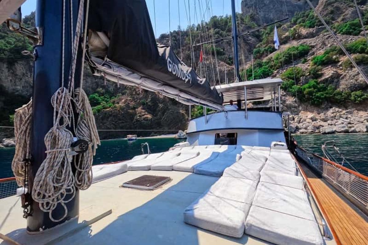 Deck of Gumus, a Gulet Gulet gulet at Marmaris, Turkey