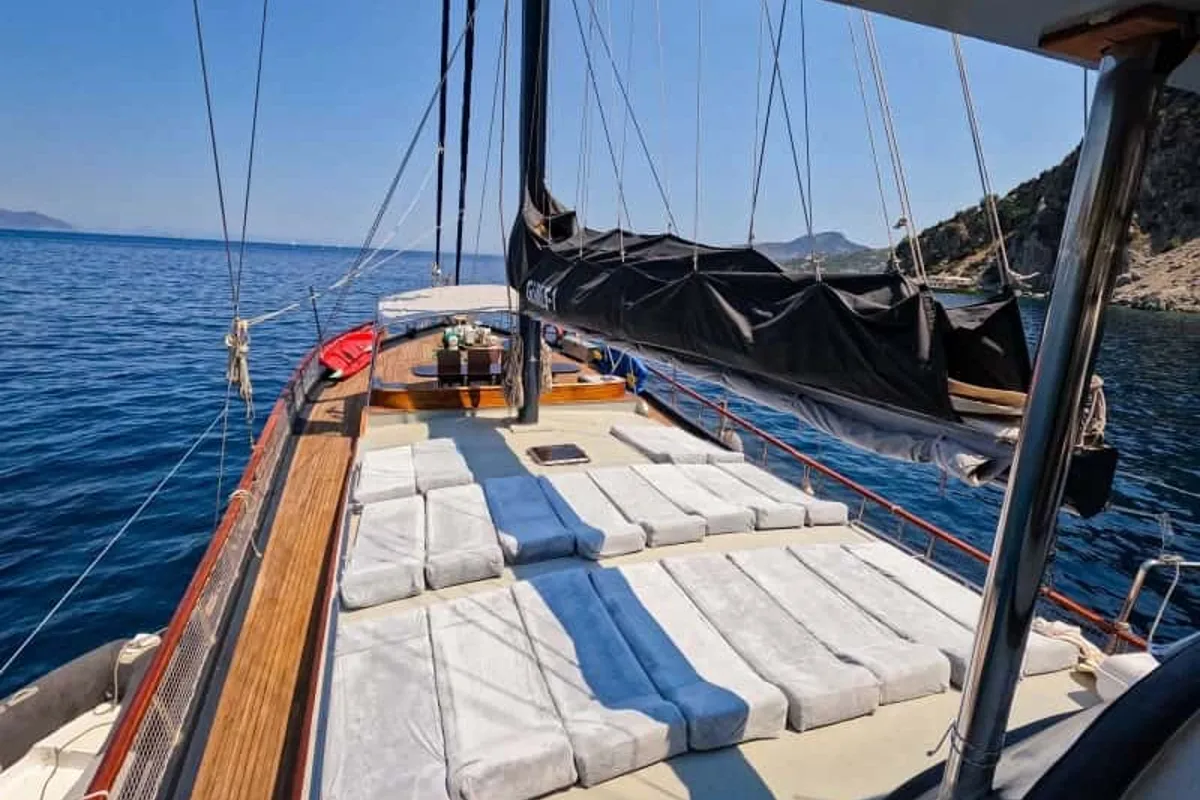 Deck of Gumus, a Gulet Gulet gulet at Marmaris, Turkey