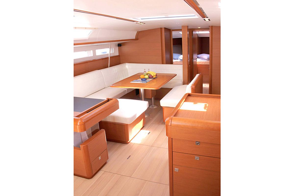 Salon of Achilles, a Jeanneau Sun Odyssey 509 sailboat at Lavreotiki Municipal Unit, Greece