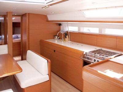 Galley of Achilles, a Jeanneau Sun Odyssey 509 sailboat at Lavreotiki Municipal Unit, Greece
