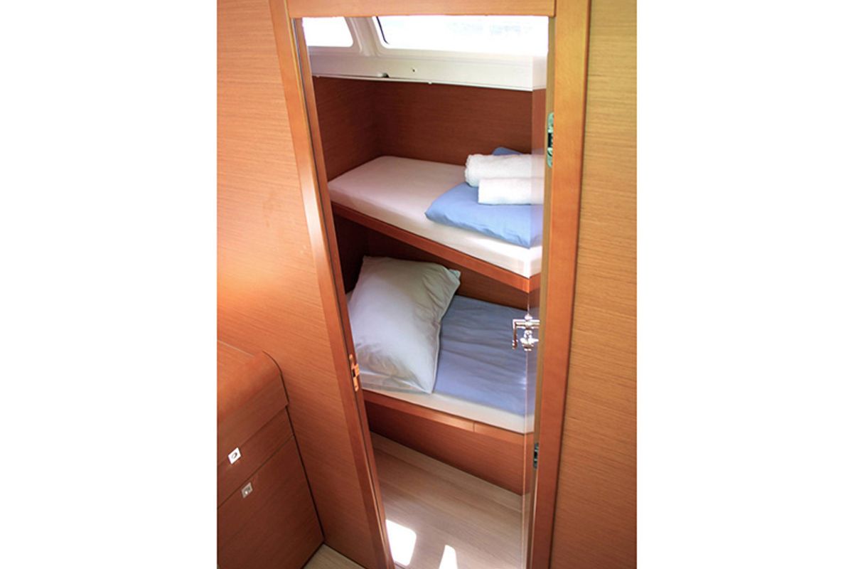 Cabin on Achilles, a Jeanneau Sun Odyssey 509 sailboat at Lavreotiki Municipal Unit, Greece