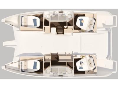 Floor plan of Fp New In Fleet, a Fountaine Pajot FP 44 catamaran at Općina Sukošan, Croatia