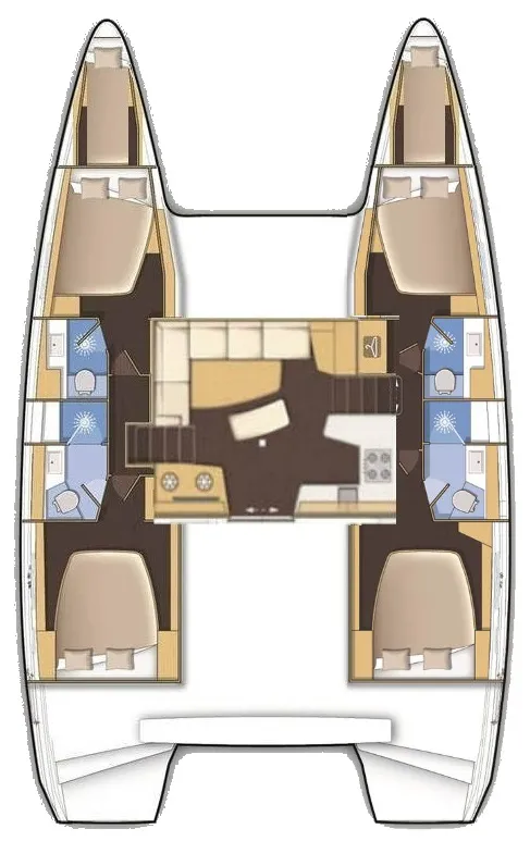 Exterior view of Sail Electra, a Lagoon 42 catamaran at Marmaris, Turkey
