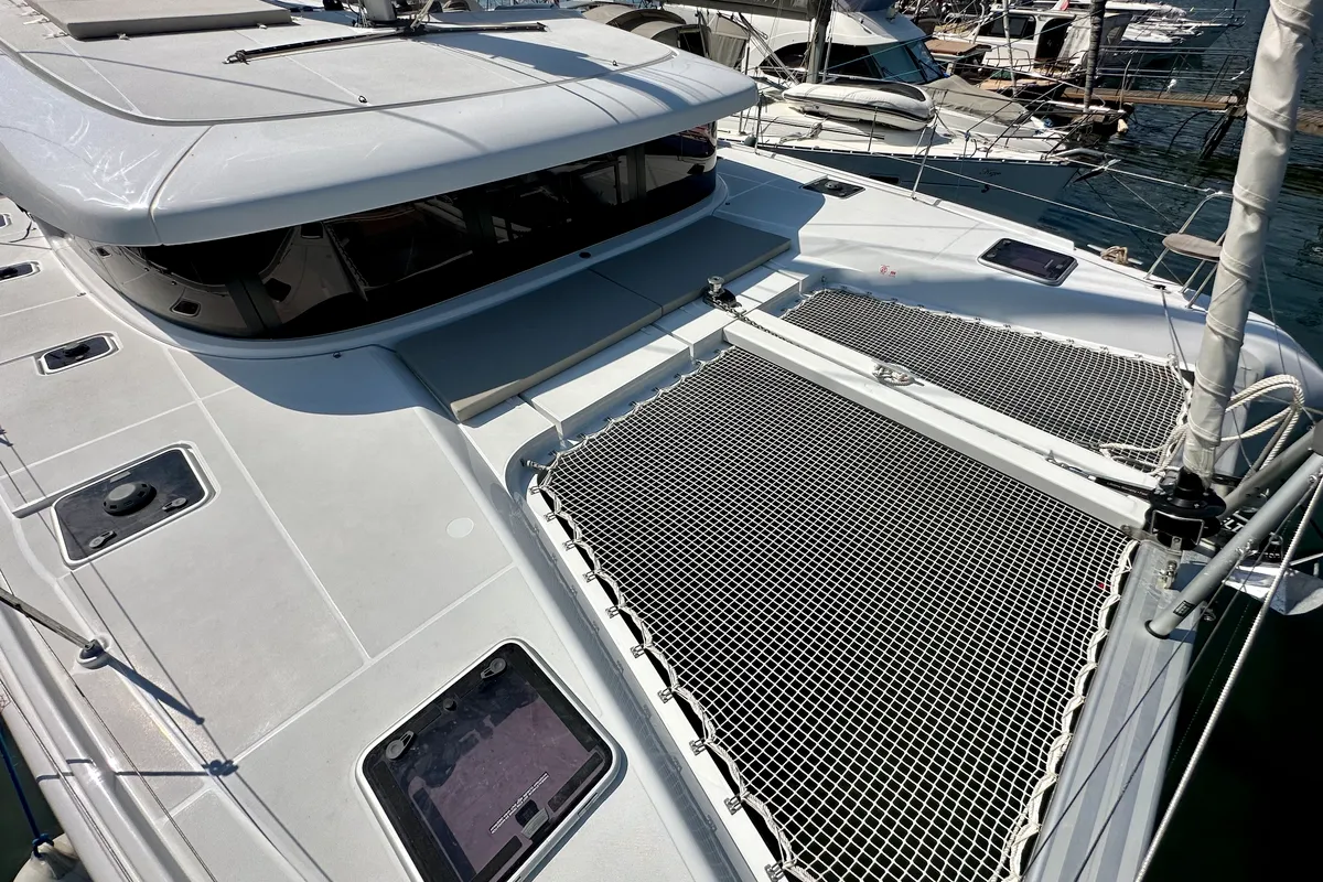 Deck of Sail Electra, a Lagoon 42 catamaran at Marmaris, Turkey