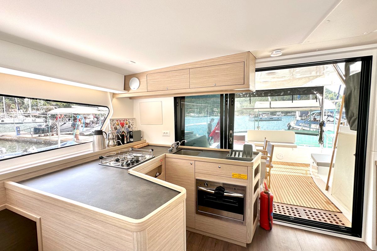 Galley of Sail Electra, a Lagoon 42 catamaran at Marmaris, Turkey