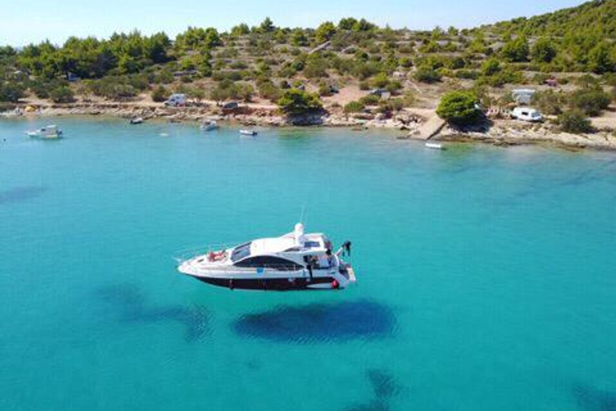 Exterior view of AMBRA, a Azimut 43 S motorboat at Primošten, Croatia