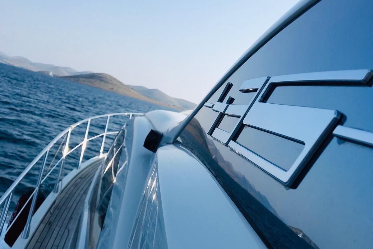 Exterior view of AMBRA, a Azimut 43 S motorboat at Primošten, Croatia