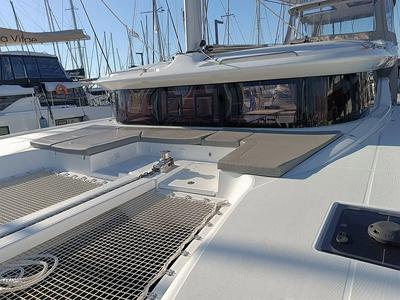Deck of Hashtag, a Lagoon 43 catamaran at Athens, Greece