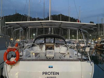Cockpit of Protein, a Bavaria Cruiser 46 sailboat at Marmaris, Turkey