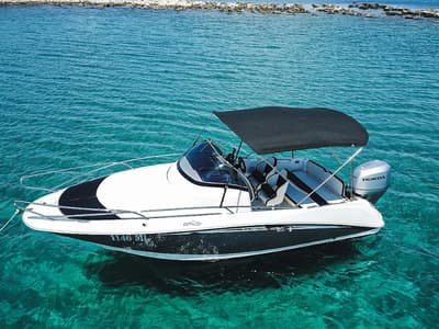 1238ML, a Galeon Galia 630 motorboat at Mali Lošinj, Croatia