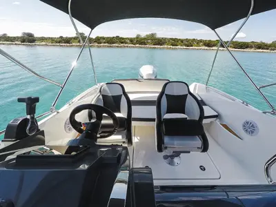 1238ML, a Galeon Galia 630 motorboat at Mali Lošinj, Croatia