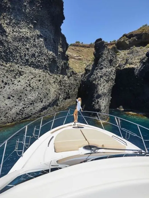 Agia Marina, a Cranchi Cranchi Mediterranee 43 motorboat at Thira Municipal Unit, Greece