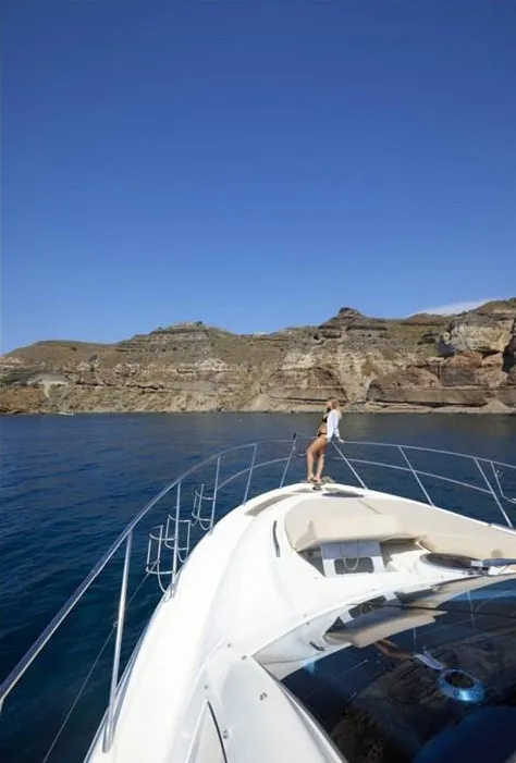 Agia Marina, a Cranchi Cranchi Mediterranee 43 motorboat at Thira Municipal Unit, Greece