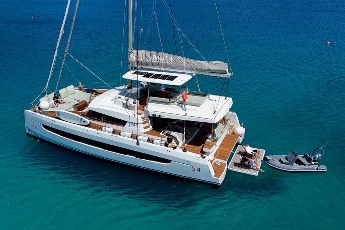 Exterior view of Mastermind II, a Bali 5.4 catamaran at Alameda, United States