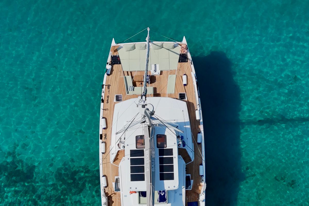 Exterior view of Mastermind II, a Bali 5.4 catamaran at Alameda, United States