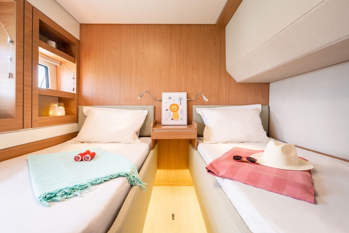 Cabin on Mastermind II, a Bali 5.4 catamaran at Alameda, United States