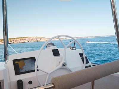 Cockpit of Mastermind II, a Bali 5.4 catamaran at Alameda, United States