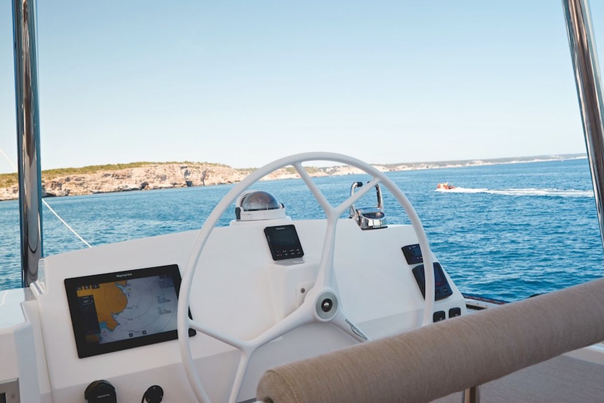 Cockpit of Mastermind II, a Bali 5.4 catamaran at Alameda, United States