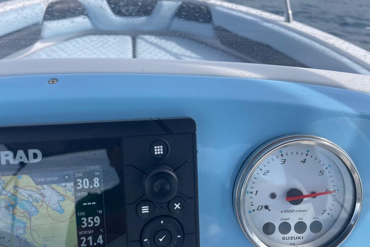 Cockpit of Rancraft Rm 21, a Gulet Rancraft RM21 motorboat at Zadar, Croatia
