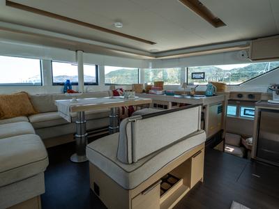 Salon of Sailuxe - Fichetto, a Lagoon 51 catamaran at Castellammare del Golfo, Italy
