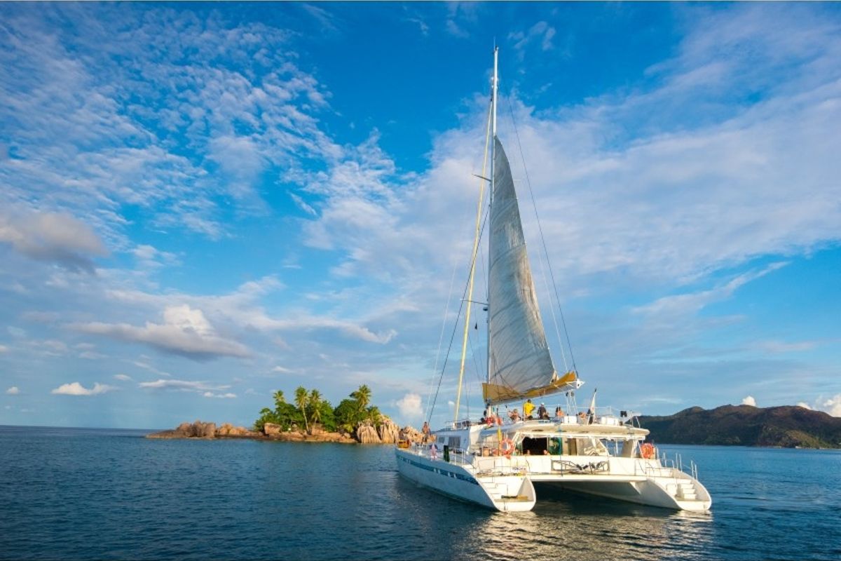 Exterior view of Cabin G12, a Gulet Mojito 78  catamaran at Eden Island Marina, Seychelles