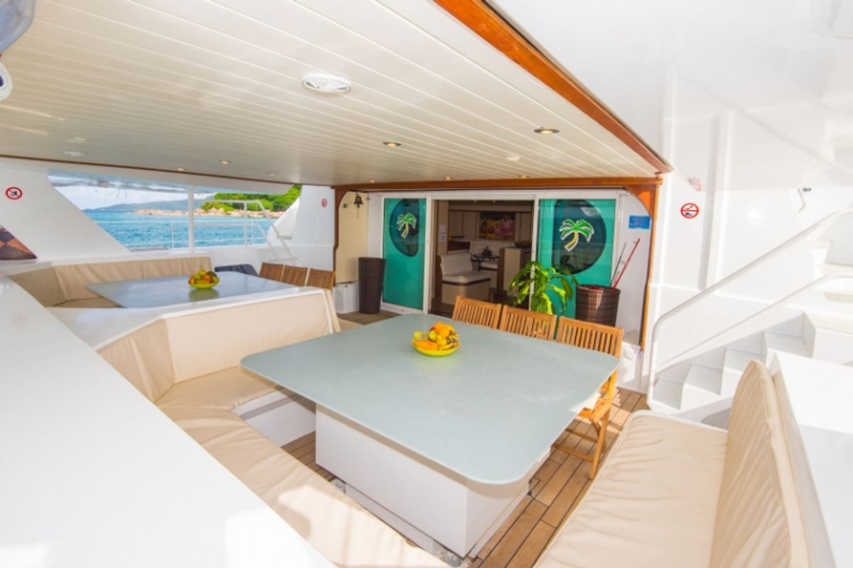 Deck of Cabin G12, a Gulet Mojito 78  catamaran at Eden Island Marina, Seychelles