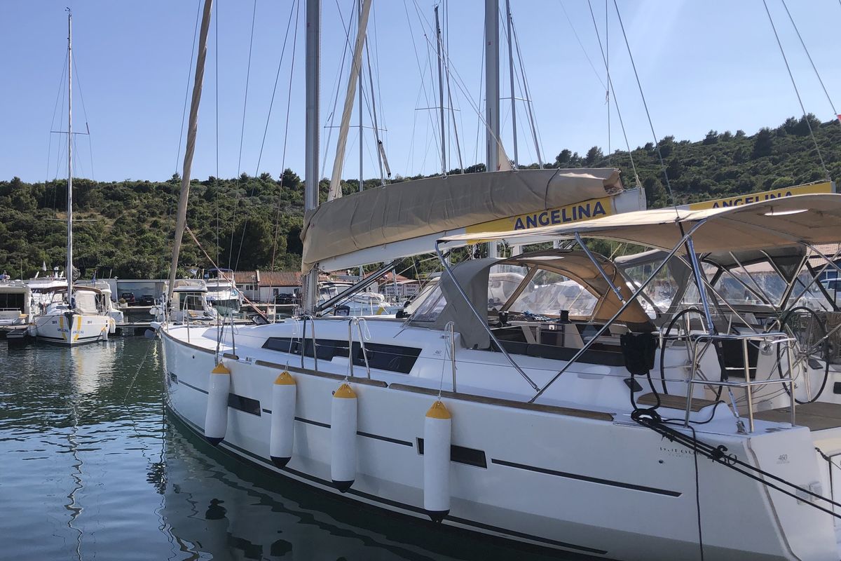 Exterior view of Good Luck, a Dufour 460 GL sailboat at Primošten, Croatia