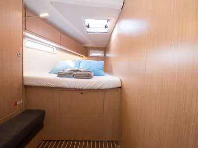 Cabin on Bamboo, a Bavaria Cruiser 51 sailboat at Fethiye, Turkey