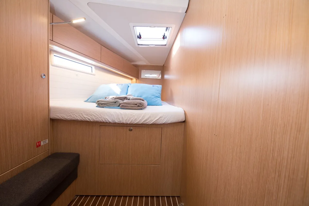 Cabin on Bamboo, a Bavaria Cruiser 51 sailboat at Fethiye, Turkey