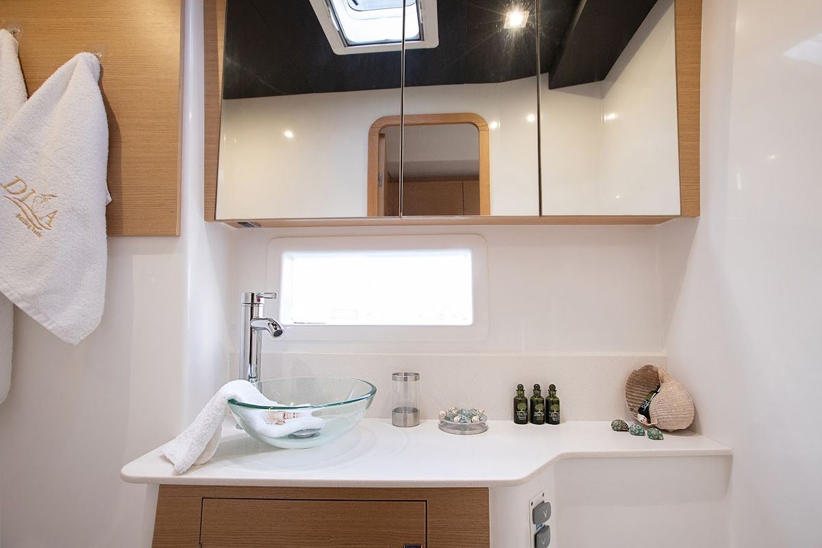 Head on Diva - Skippered, a Dufour Catamaran 48 catamaran at Athens, Greece
